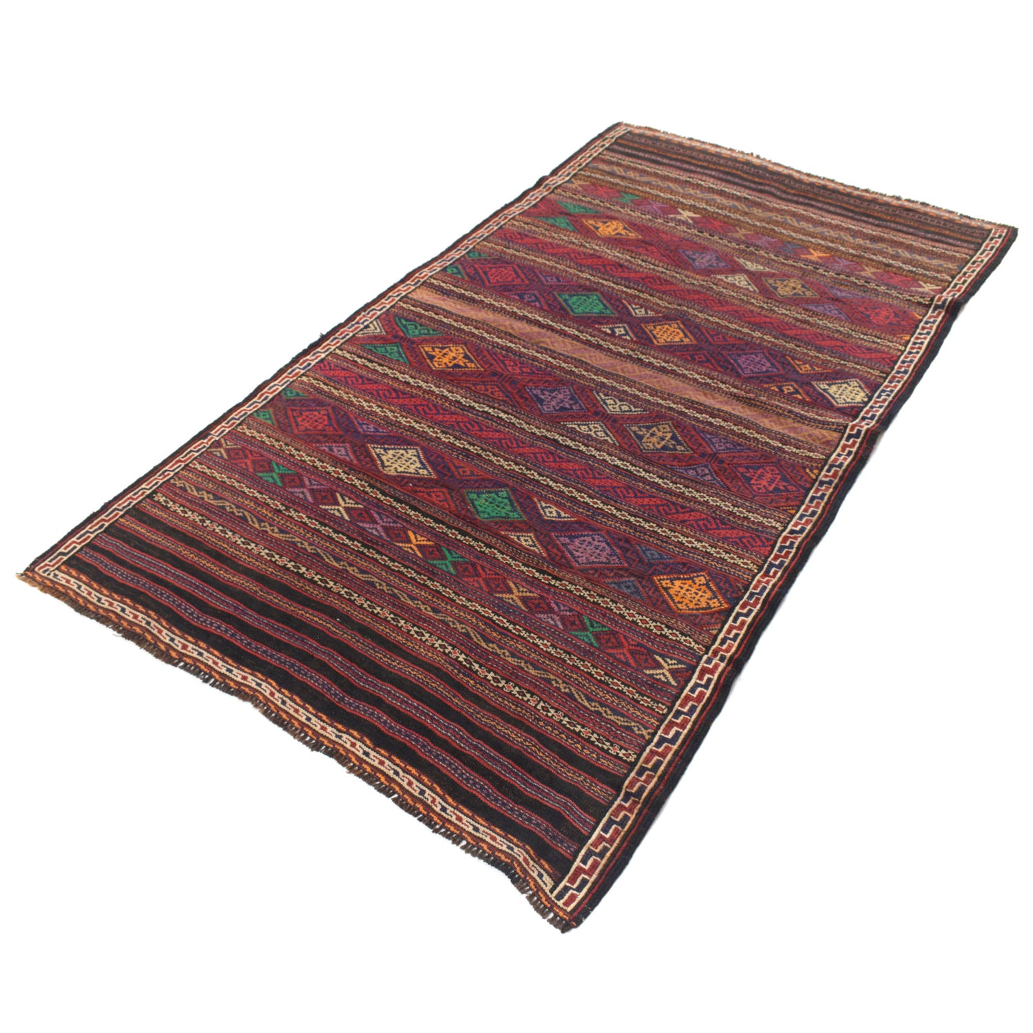 Laghari Kilim Area Rug Handmade Multi Geometric 4x6 ft