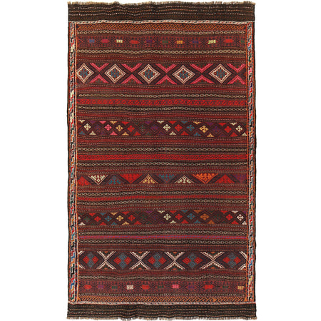 Laghari Kilim Area Rug Handmade Multi Geometric 4x7 ft