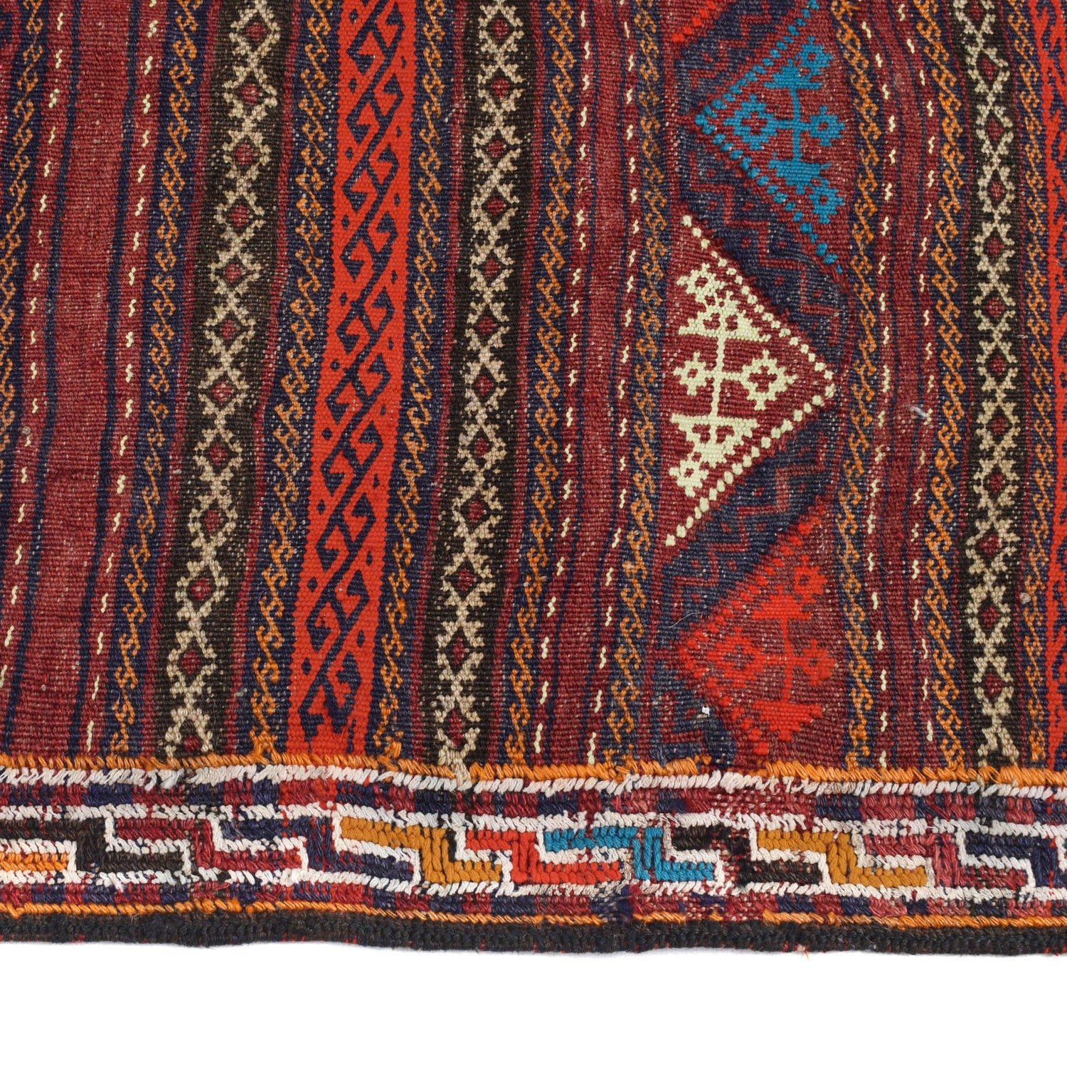 Laghari Kilim Area Rug Handmade Multi Geometric 4x7 ft