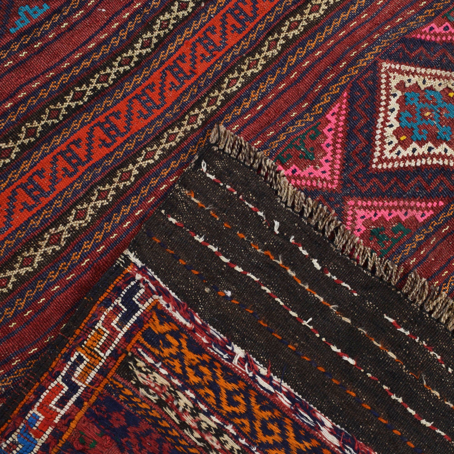 Laghari Kilim Area Rug Handmade Multi Geometric 4x7 ft