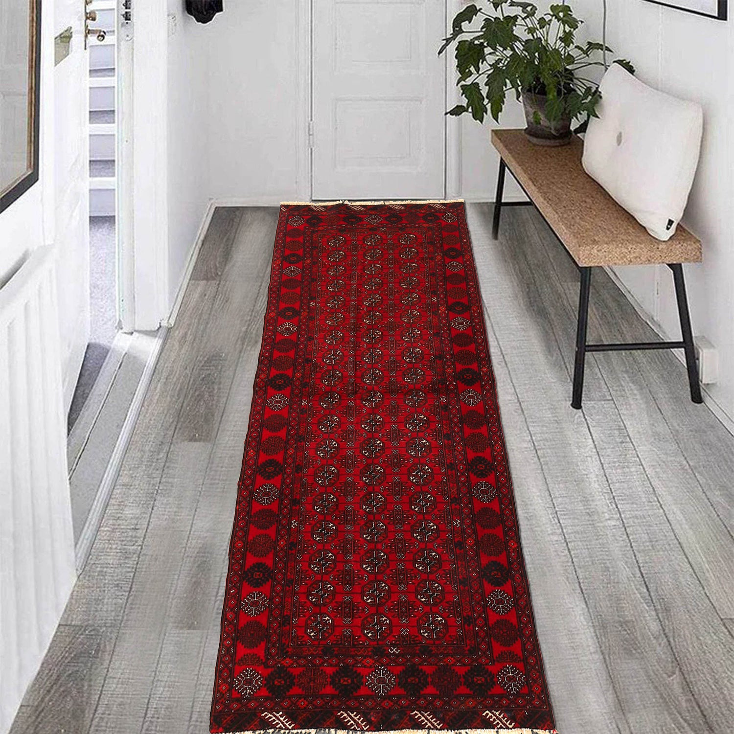 Bokhara Rug Handmade Vibrant Red Medallion 6' Runner