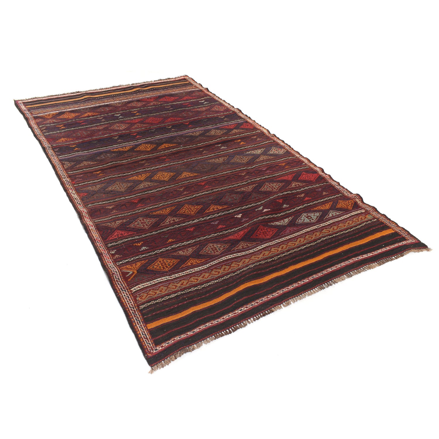 Laghari Kilim Area Rug Handmade Multi Geometric 5x8 ft