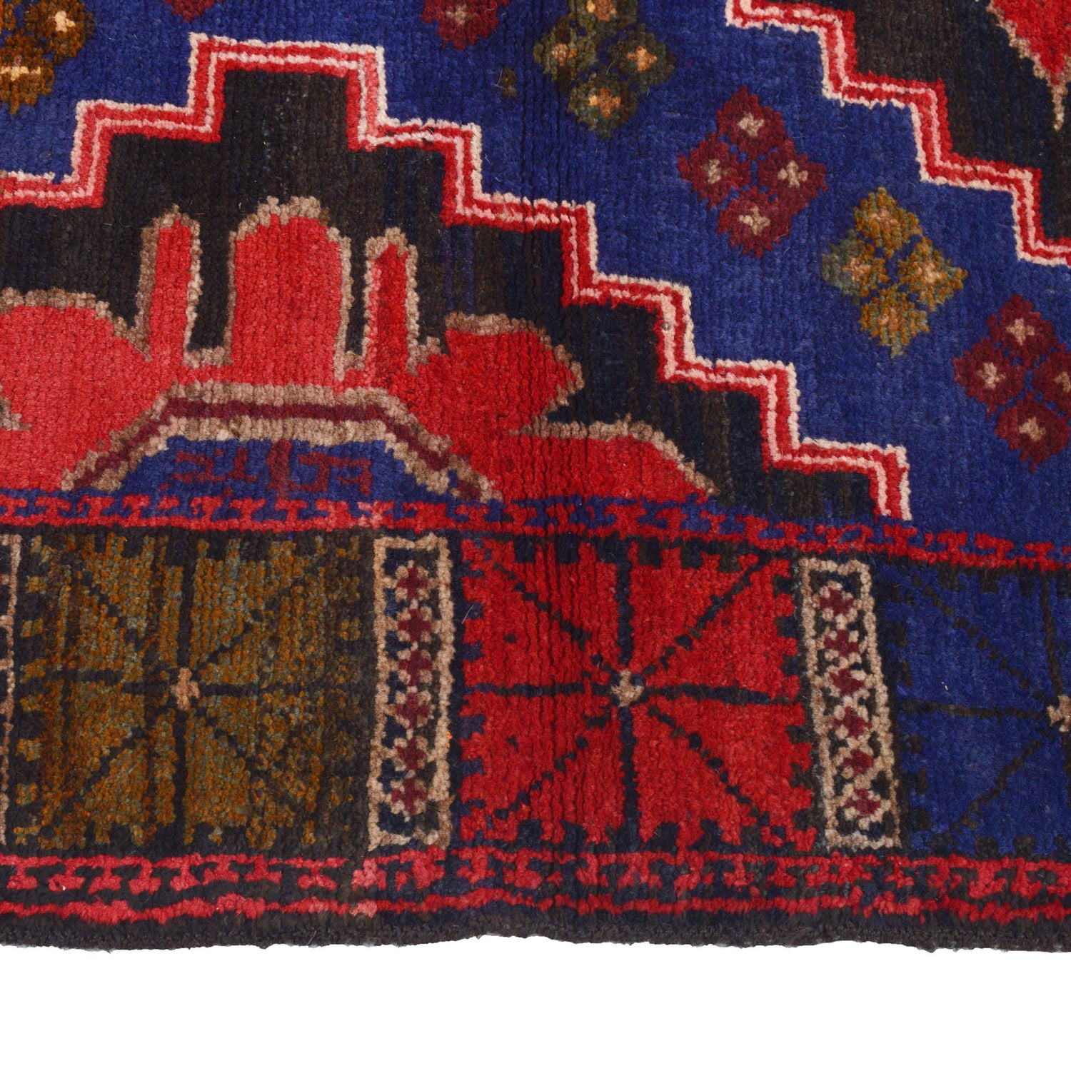 Baluchi Rug Handmade Blue Geometric 4x6 ft