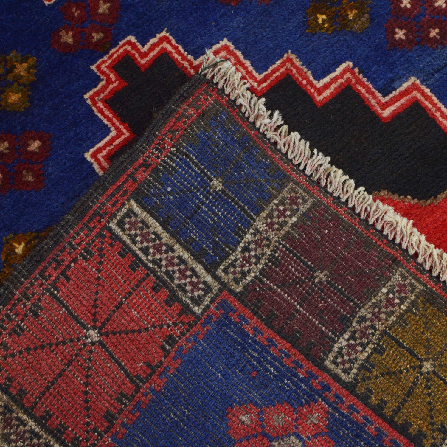 Baluchi Rug Handmade Blue Geometric 4x6 ft