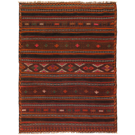 Laghari Kilim Area Rug Handmade Multi Geometric 4x7 ft