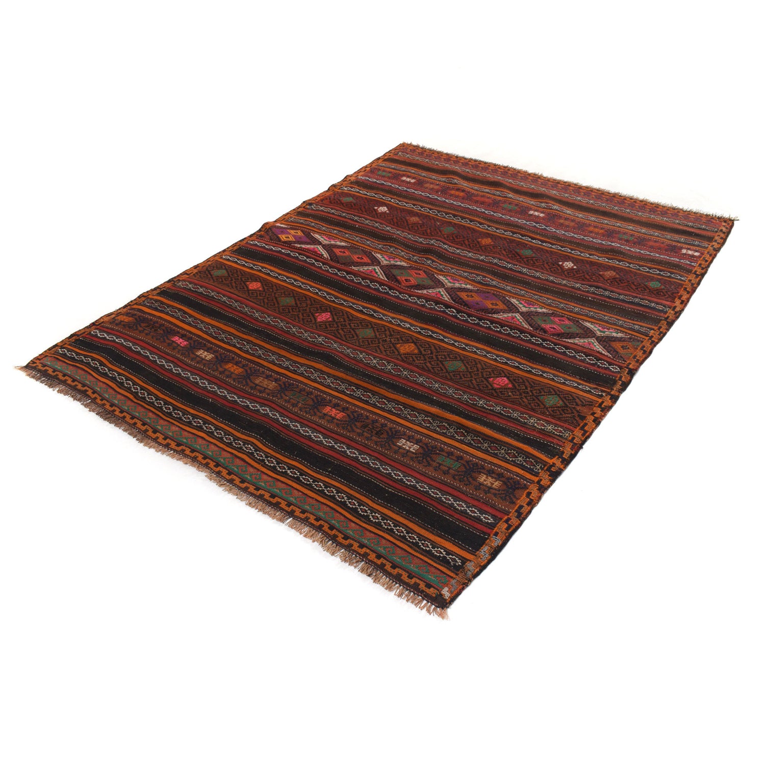 Laghari Kilim Area Rug Handmade Multi Geometric 4x7 ft