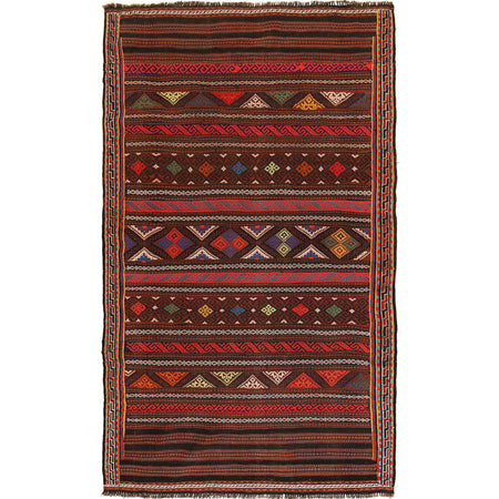 Laghari Kilim Area Rug Handmade Multi Geometric 4x7 ft