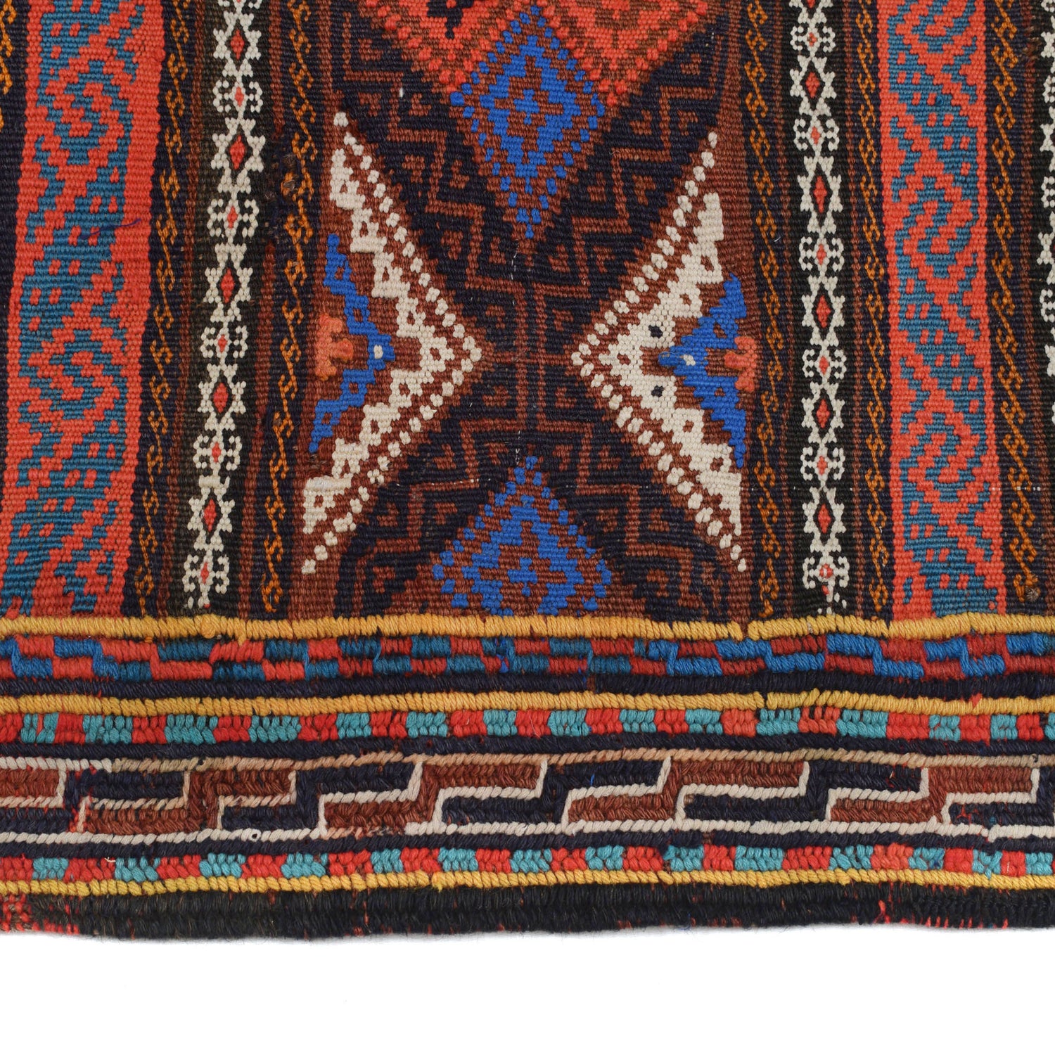 Laghari Kilim Area Rug Handmade Multi Geometric 4x7 ft