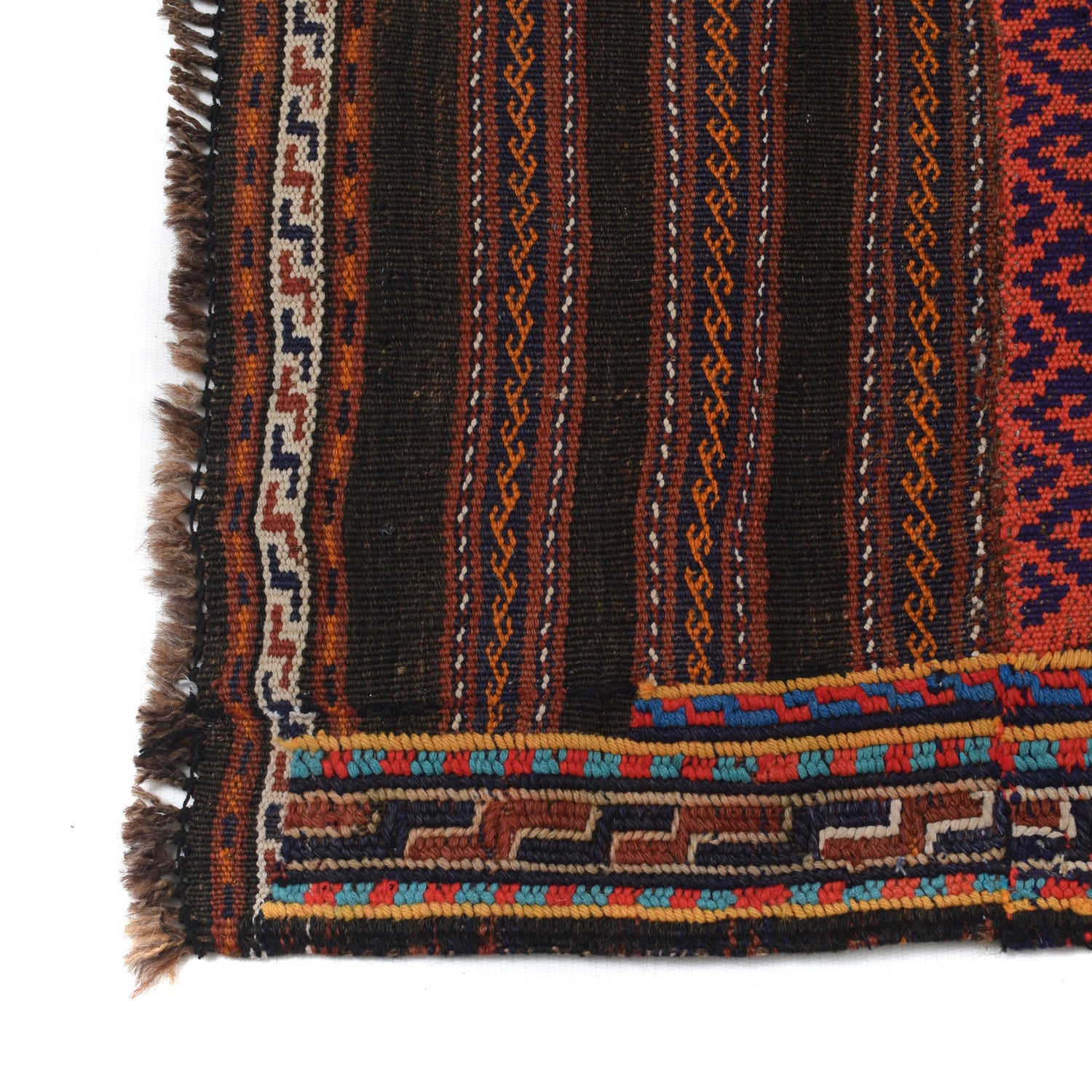 Laghari Kilim Area Rug Handmade Multi Geometric 4x7 ft