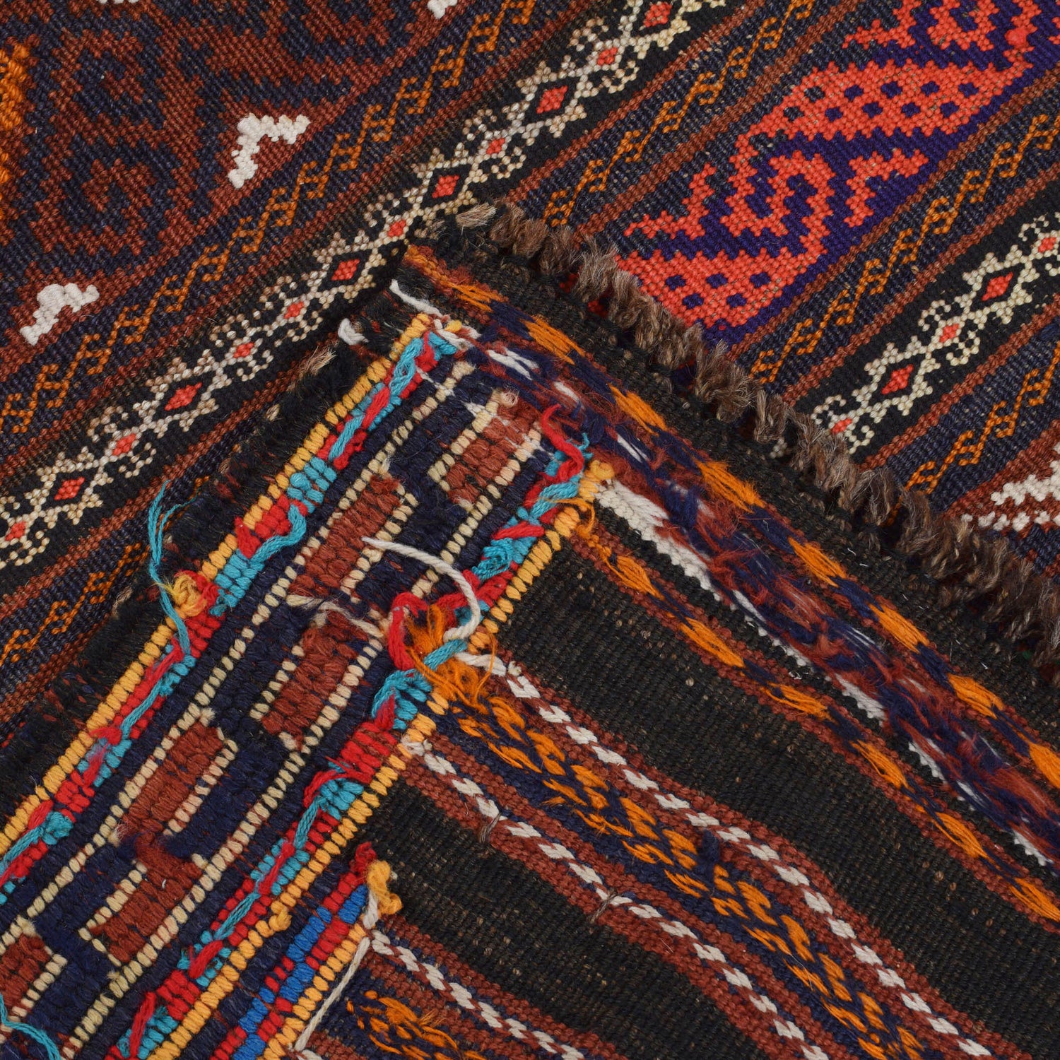 Laghari Kilim Area Rug Handmade Multi Geometric 4x7 ft