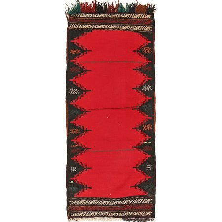 Table Sheet Runner Handmade Red Curvilinear 4' Runner