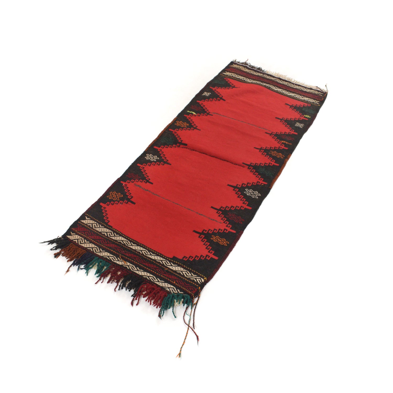 Table Sheet Runner Handmade Red Curvilinear 4' Runner