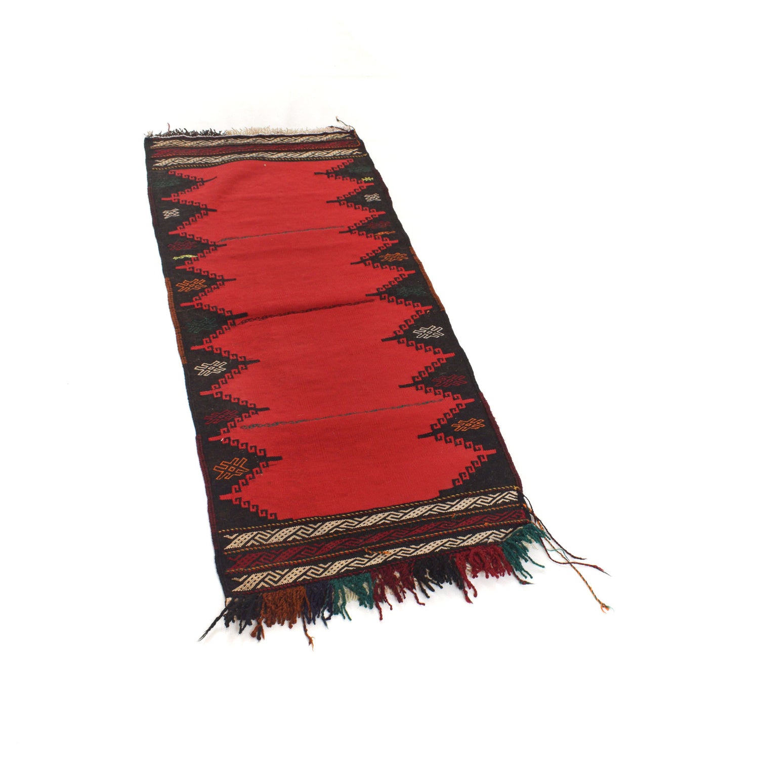 Table Sheet Runner Handmade Red Curvilinear 4' Runner