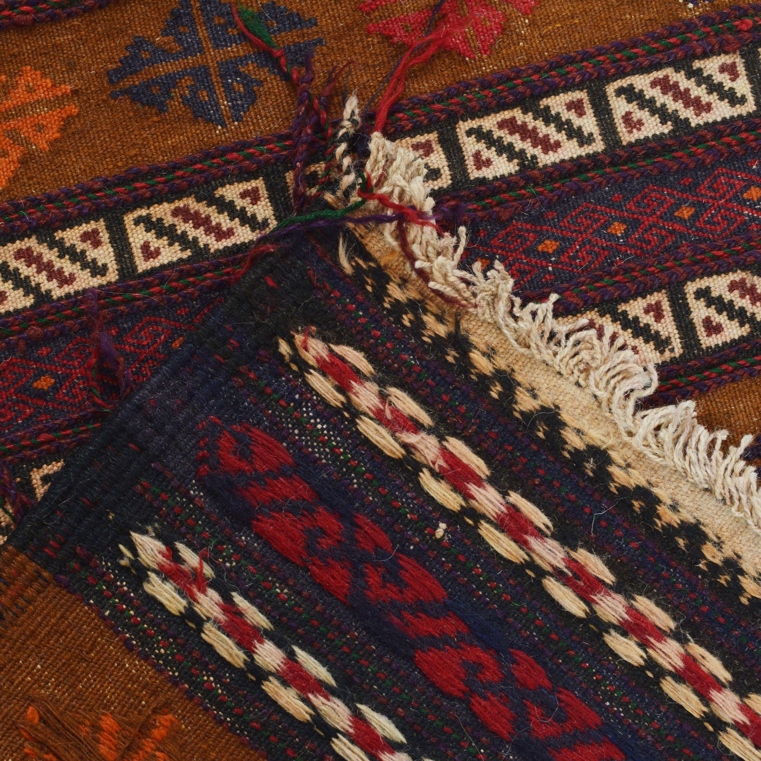 Table Sheet Area Rug Runner Handmade Brown Curvilinear 5'