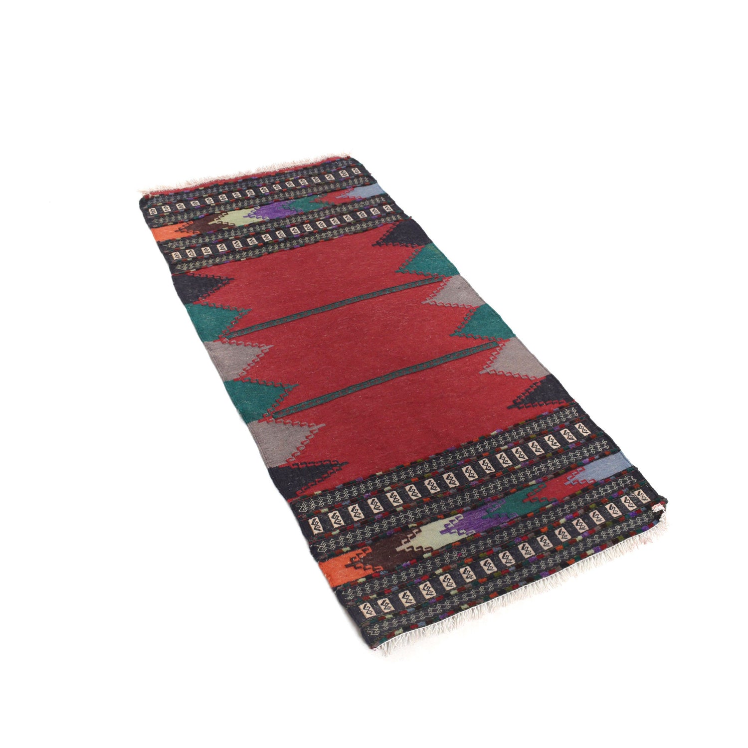Table Sheet Runner Rug Handmade Multi Curvilinear 5' Runner