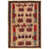 War Area Rug Handmade Brown Tank+ Riffle + Helicopter 2x4 ft