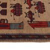 War Area Rug Handmade Brown Tank+ Riffle + Helicopter 2x4 ft