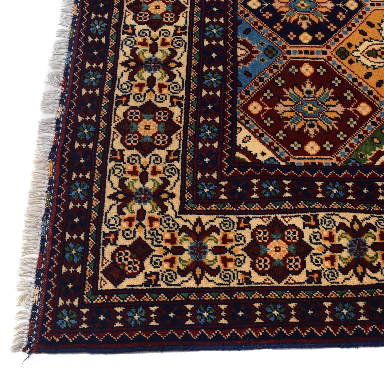 Oriental Area Rug Handmade Multi Geometric 4x7 ft