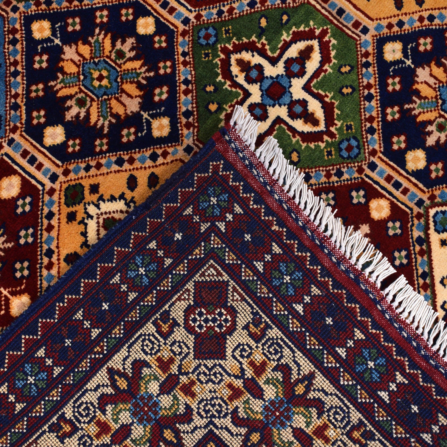 Oriental Area Rug Handmade Multi Geometric 4x7 ft