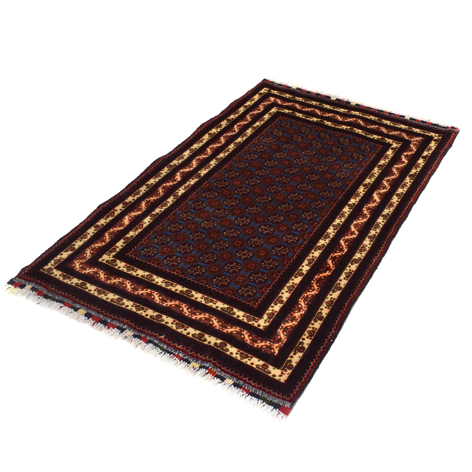 Khoja Roshnai Area Rug Handmade Navy Blue Floral 3x5 ft
