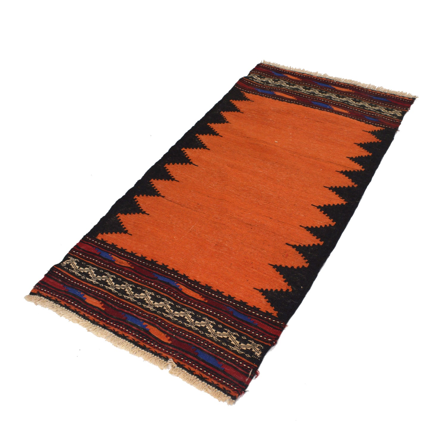 Table Sheet Area Rug Runner Handmade Orange Curvilinear 5'