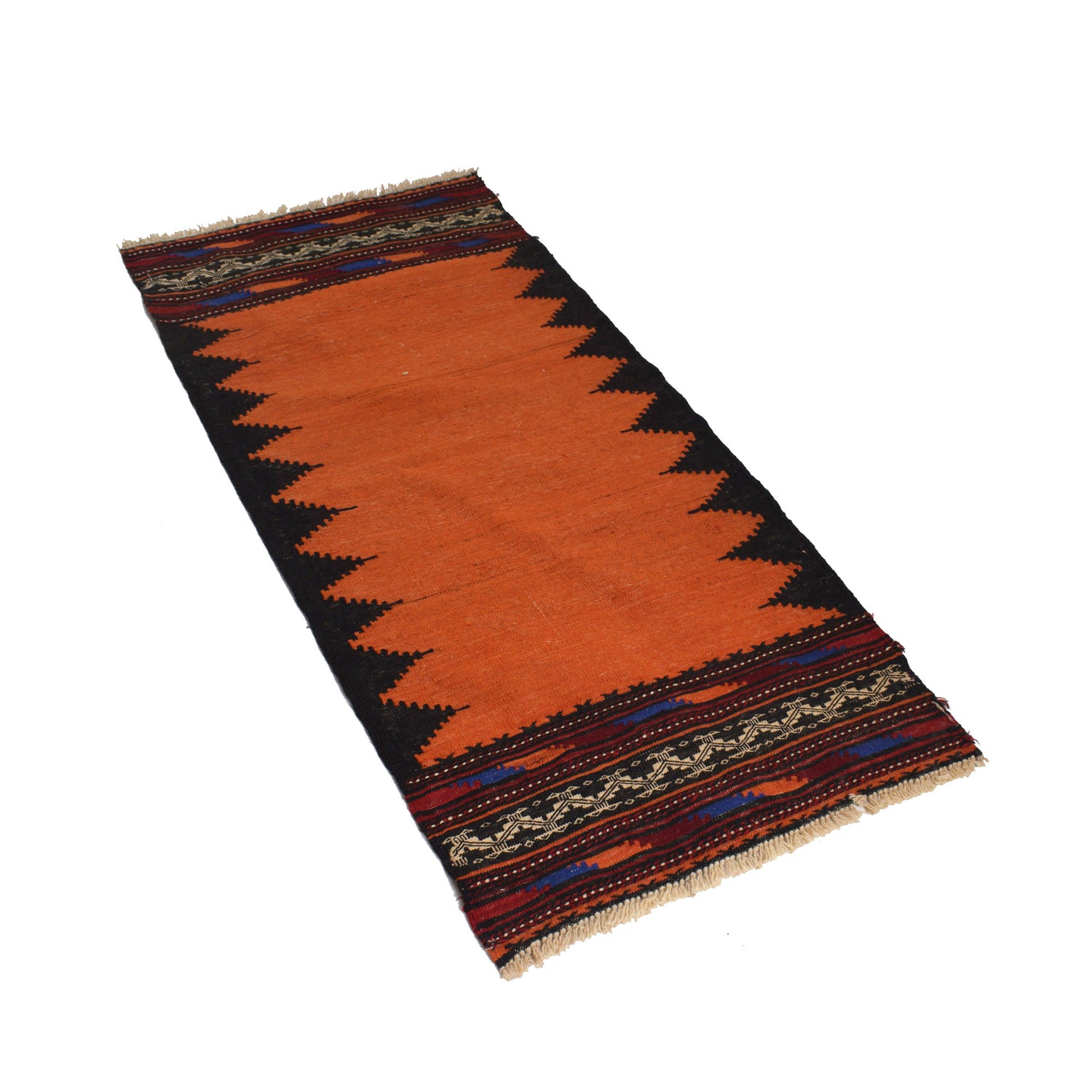 Table Sheet Area Rug Runner Handmade Orange Curvilinear 5'