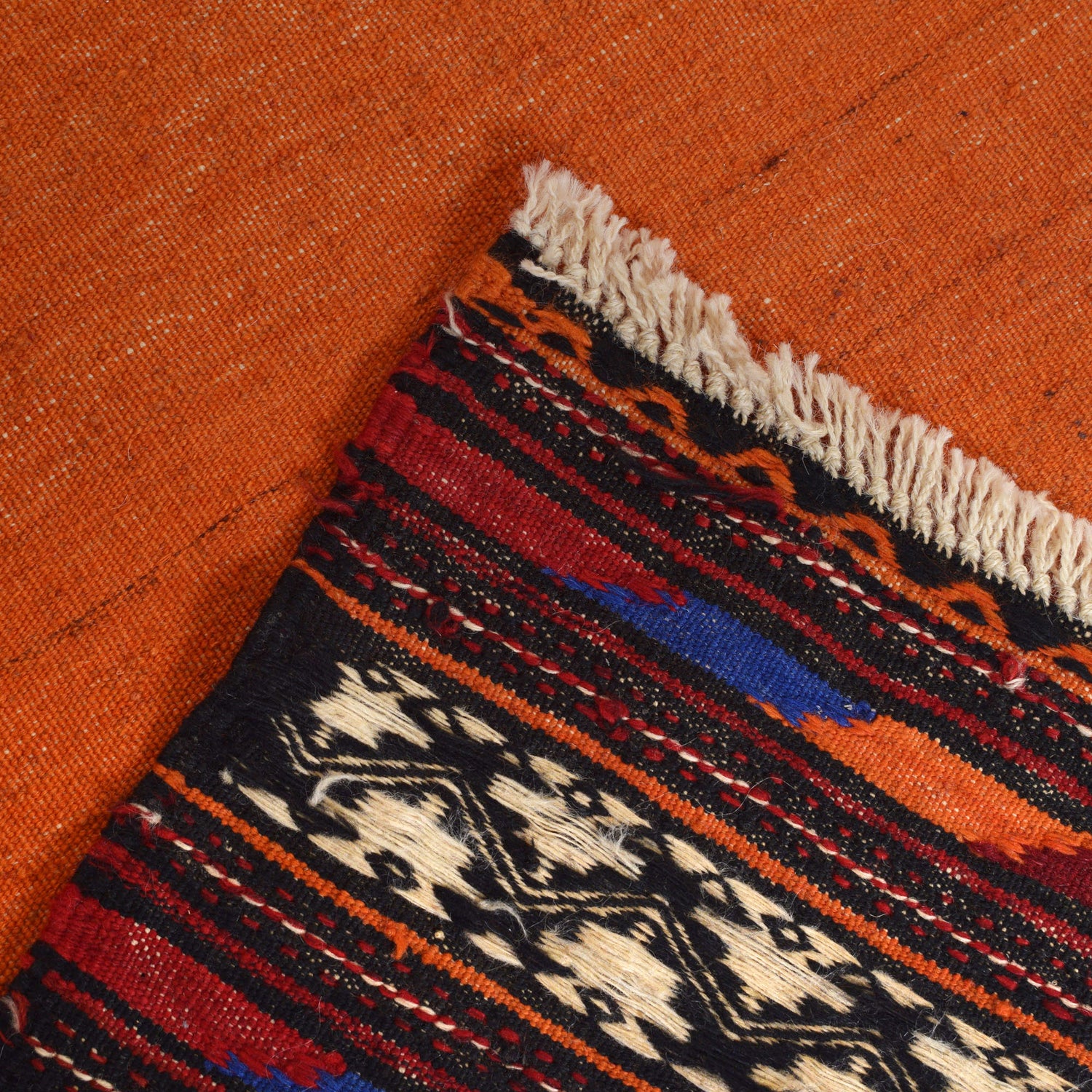 Table Sheet Area Rug Runner Handmade Orange Curvilinear 5'