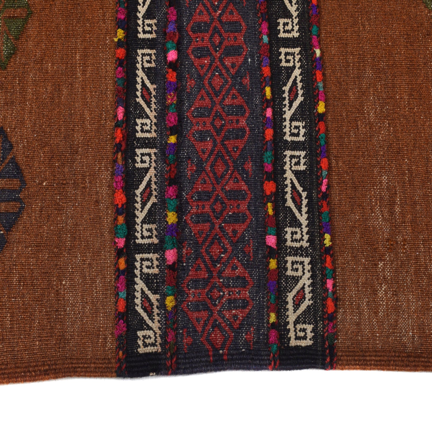 Table Sheet Runner Rug Handmade Brown Curvilinear 6' Runner