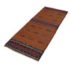 Table Sheet Runner Rug Handmade Brown Curvilinear 6' Runner