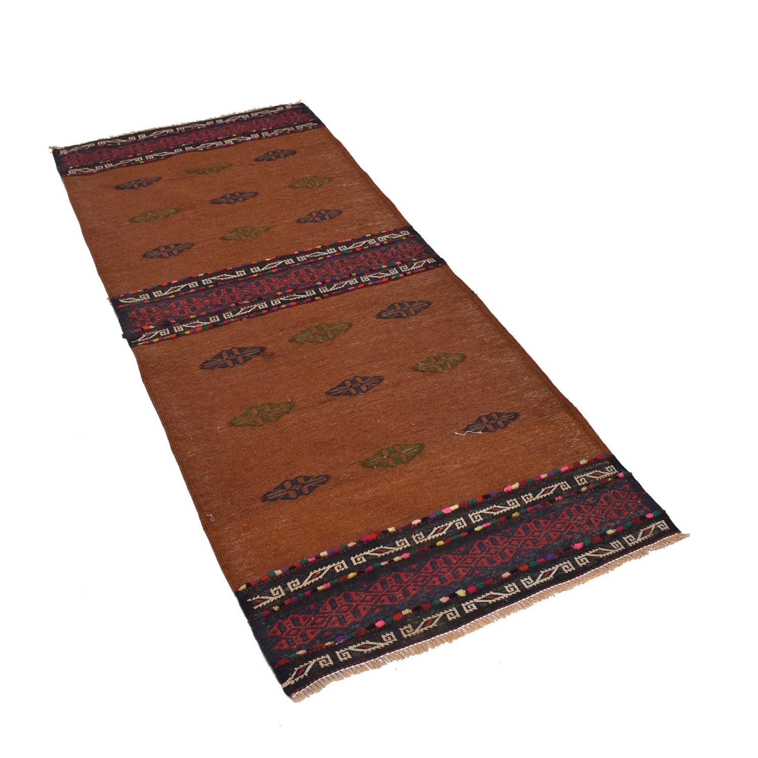 Table Sheet Runner Rug Handmade Brown Curvilinear 6' Runner