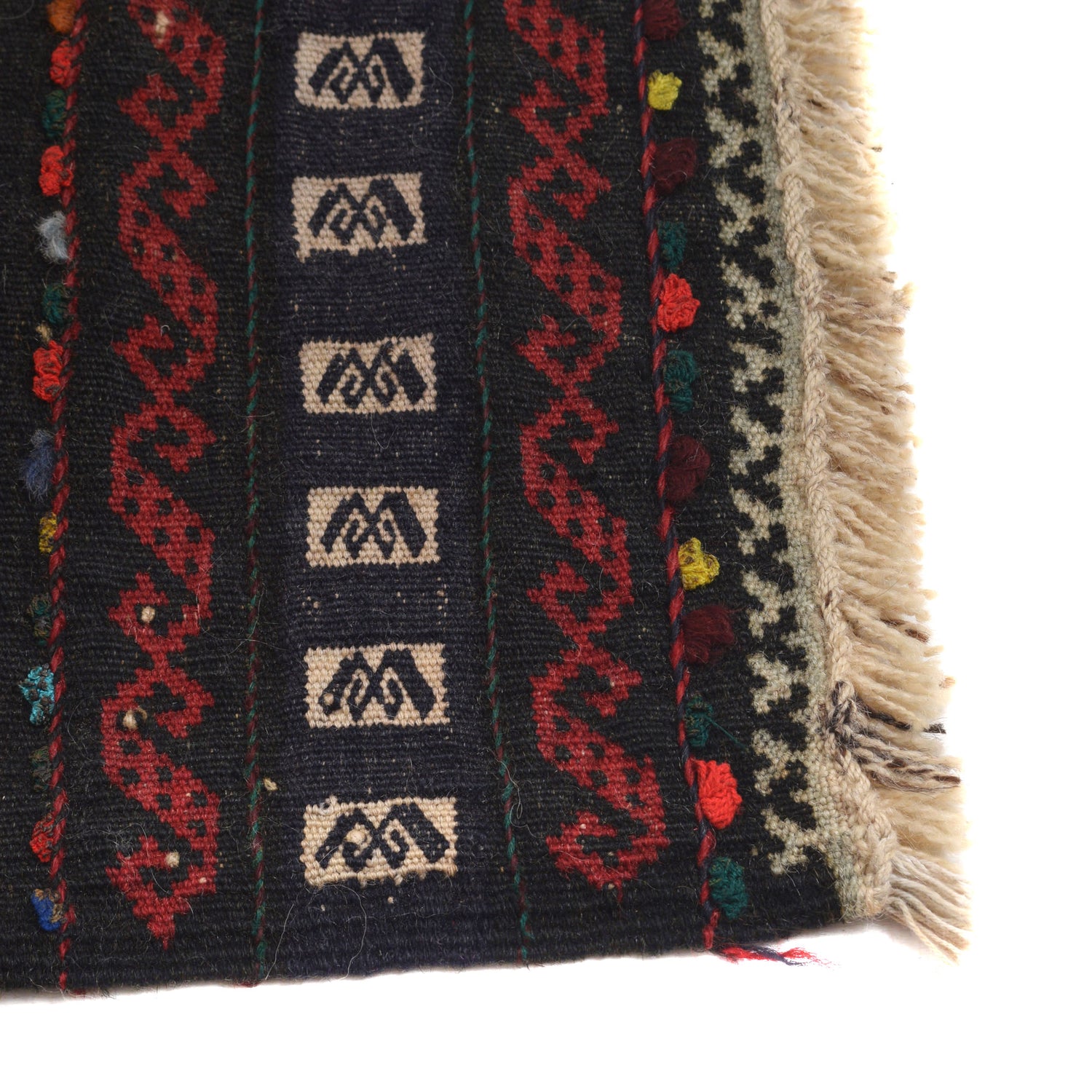 Table Sheet Area Rug Runner Handmade Black Curvilinear 4'