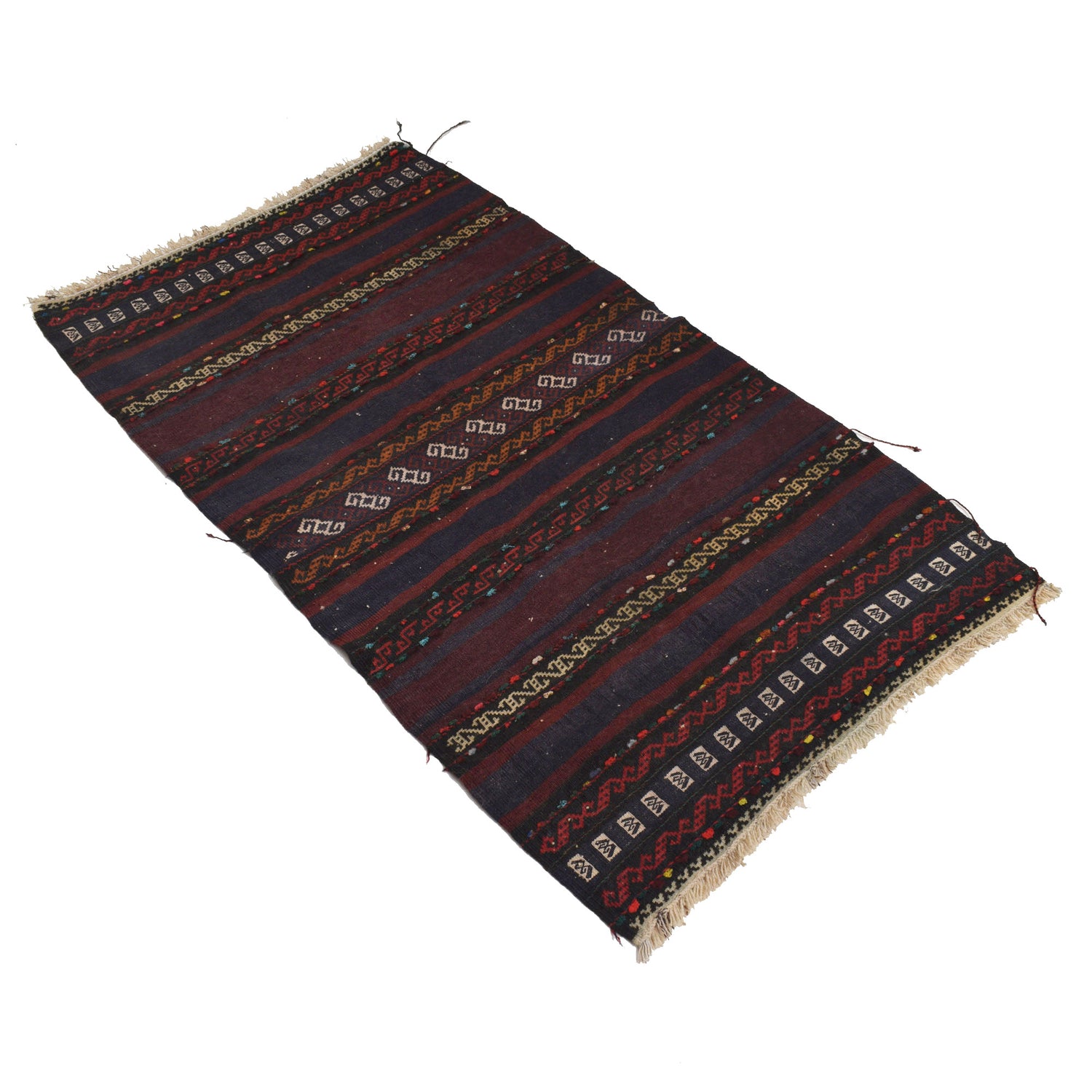 Table Sheet Area Rug Runner Handmade Black Curvilinear 4'