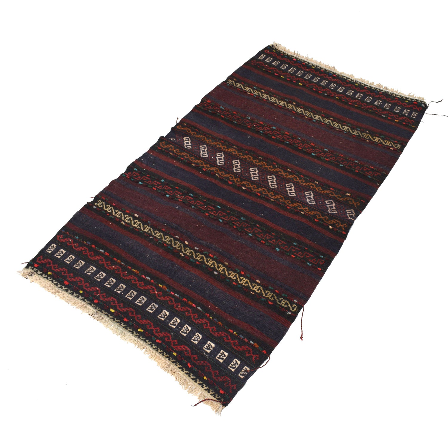 Table Sheet Area Rug Runner Handmade Black Curvilinear 4'