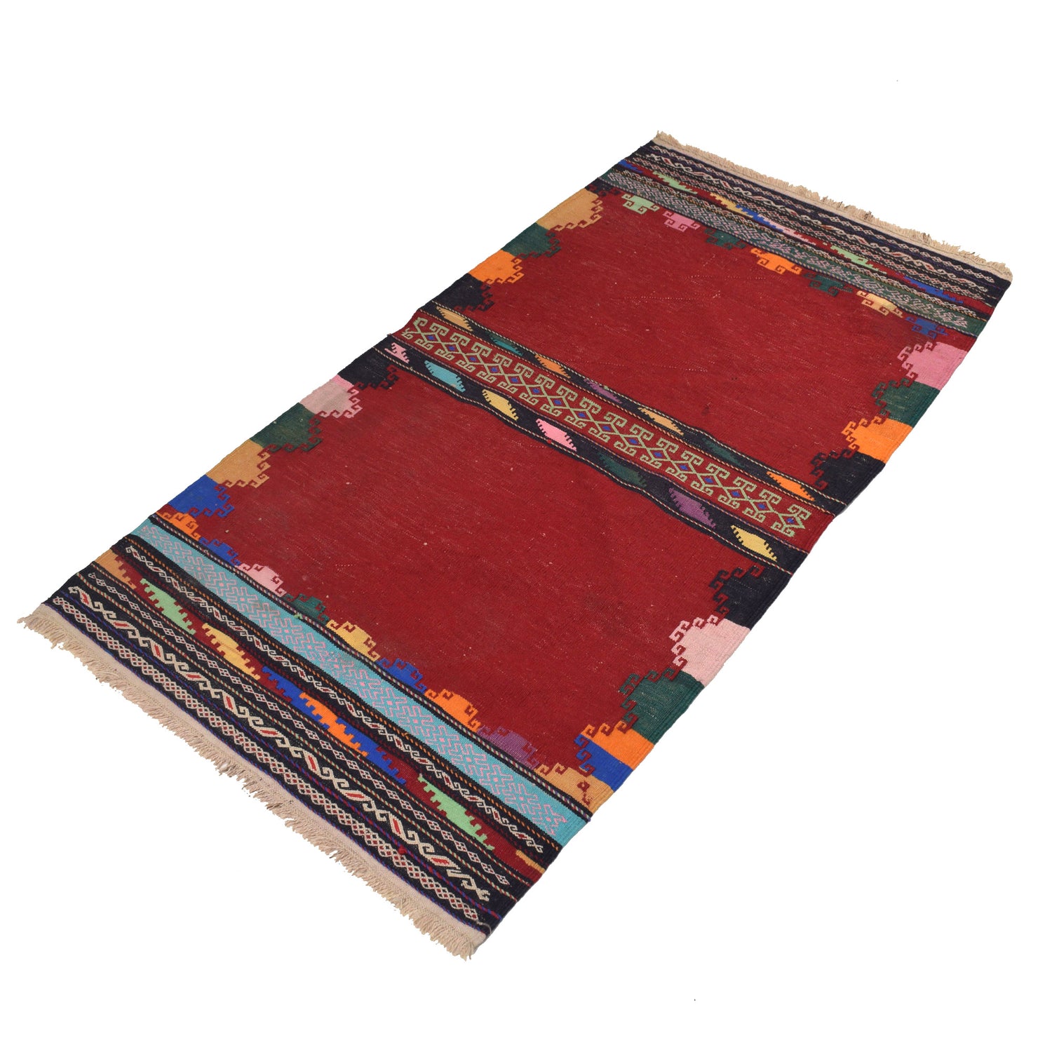 Table Sheet Area Rug Runner Handmade Multi Curvilinear 5'