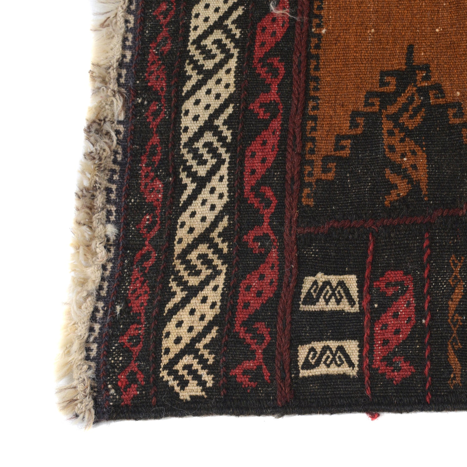 Table Sheet Runner Rug Handmade Brown Curvilinear 4' Runner