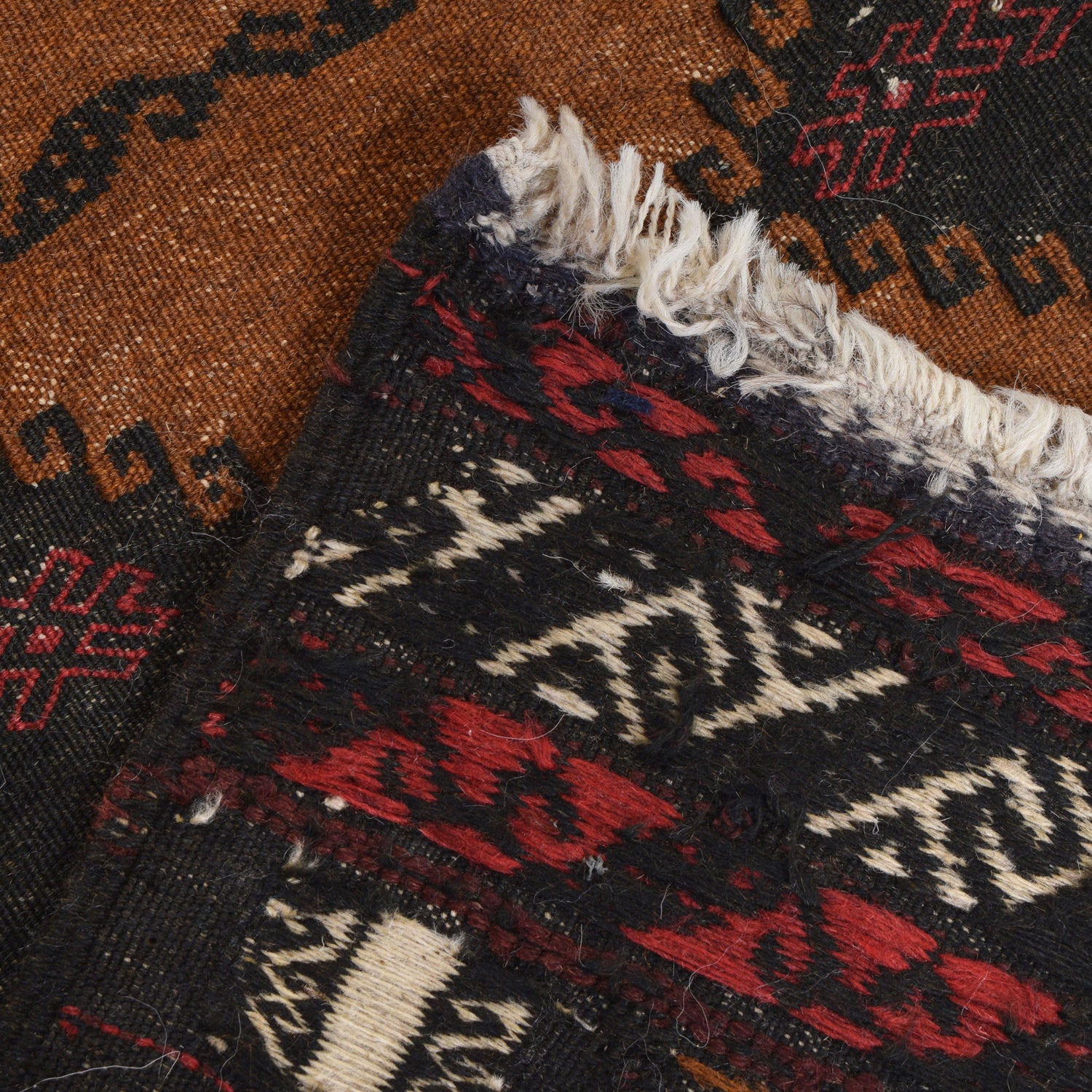 Table Sheet Runner Rug Handmade Brown Curvilinear 4' Runner
