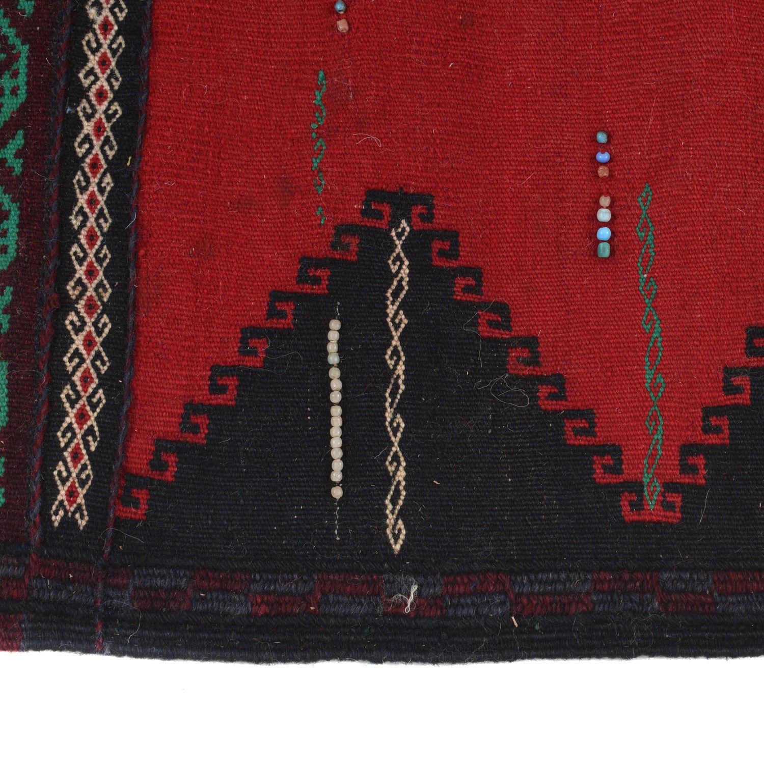 Table Sheet Runner Rug Handmade Red Curvilinear 5' Runner