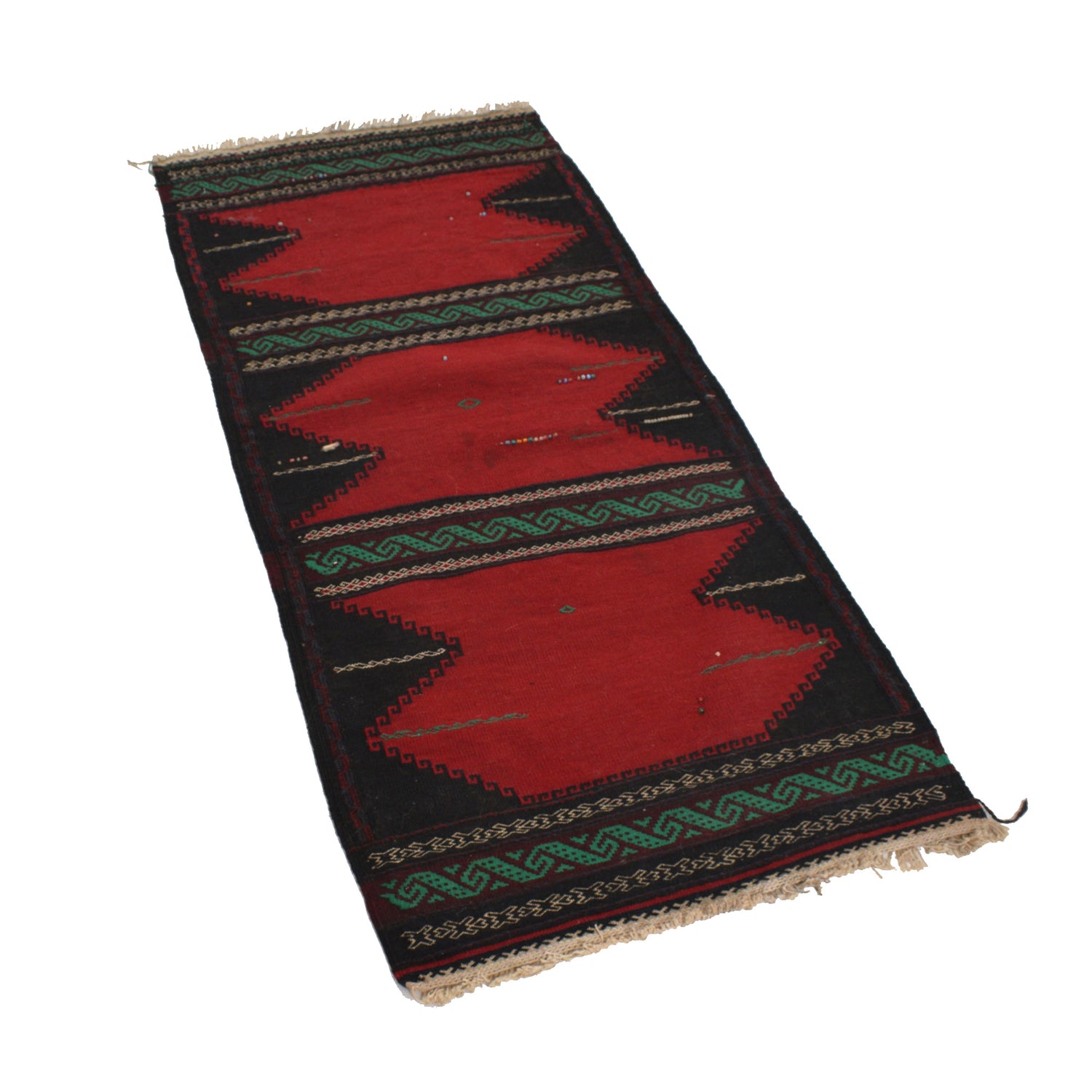 Table Sheet Runner Rug Handmade Red Curvilinear 5' Runner