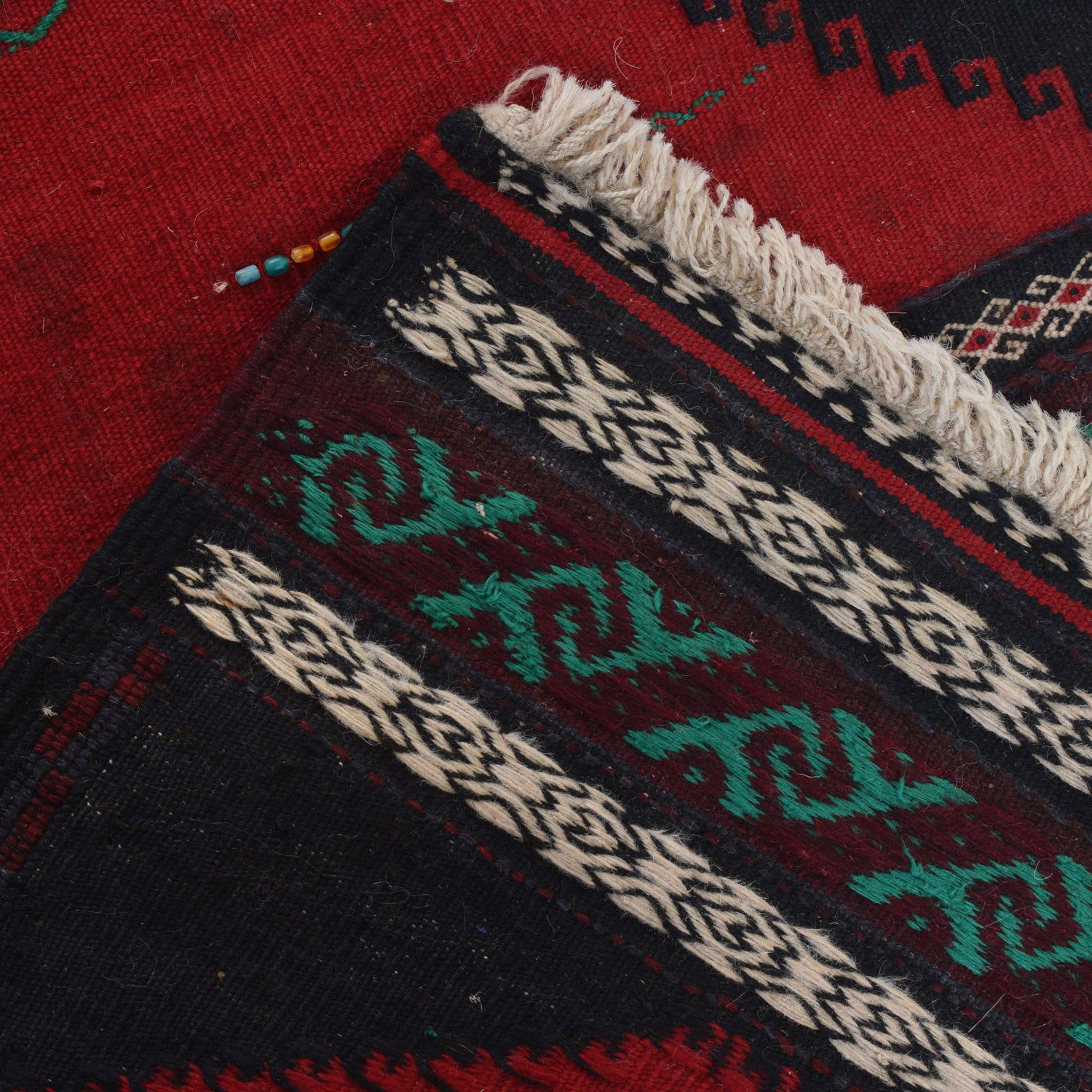 Table Sheet Runner Rug Handmade Red Curvilinear 5' Runner