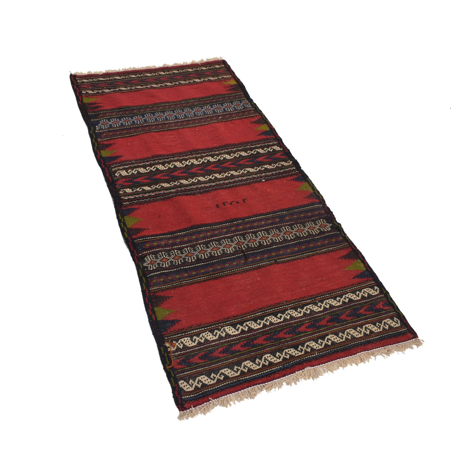 Table Sheet Area Rug Runner Handmade Red Curvilinear 5'