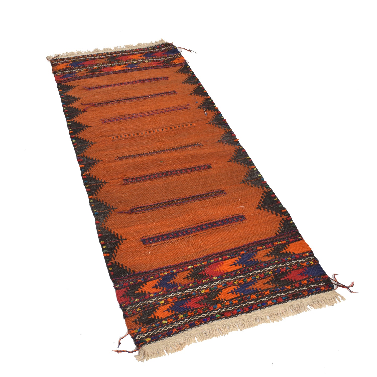 Table Sheet Area Rug Runner Handmade Brown Curvilinear 5'
