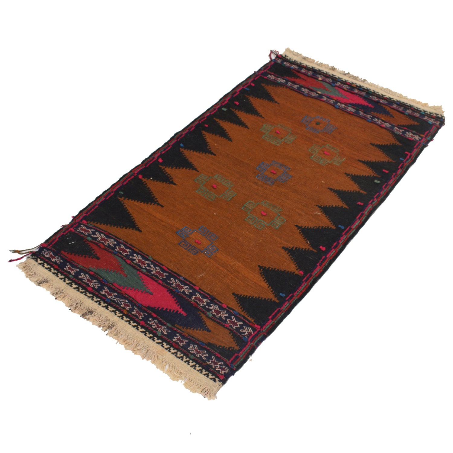 Table Sheet Runner Handmade Brown Curvilinear 4' Runner