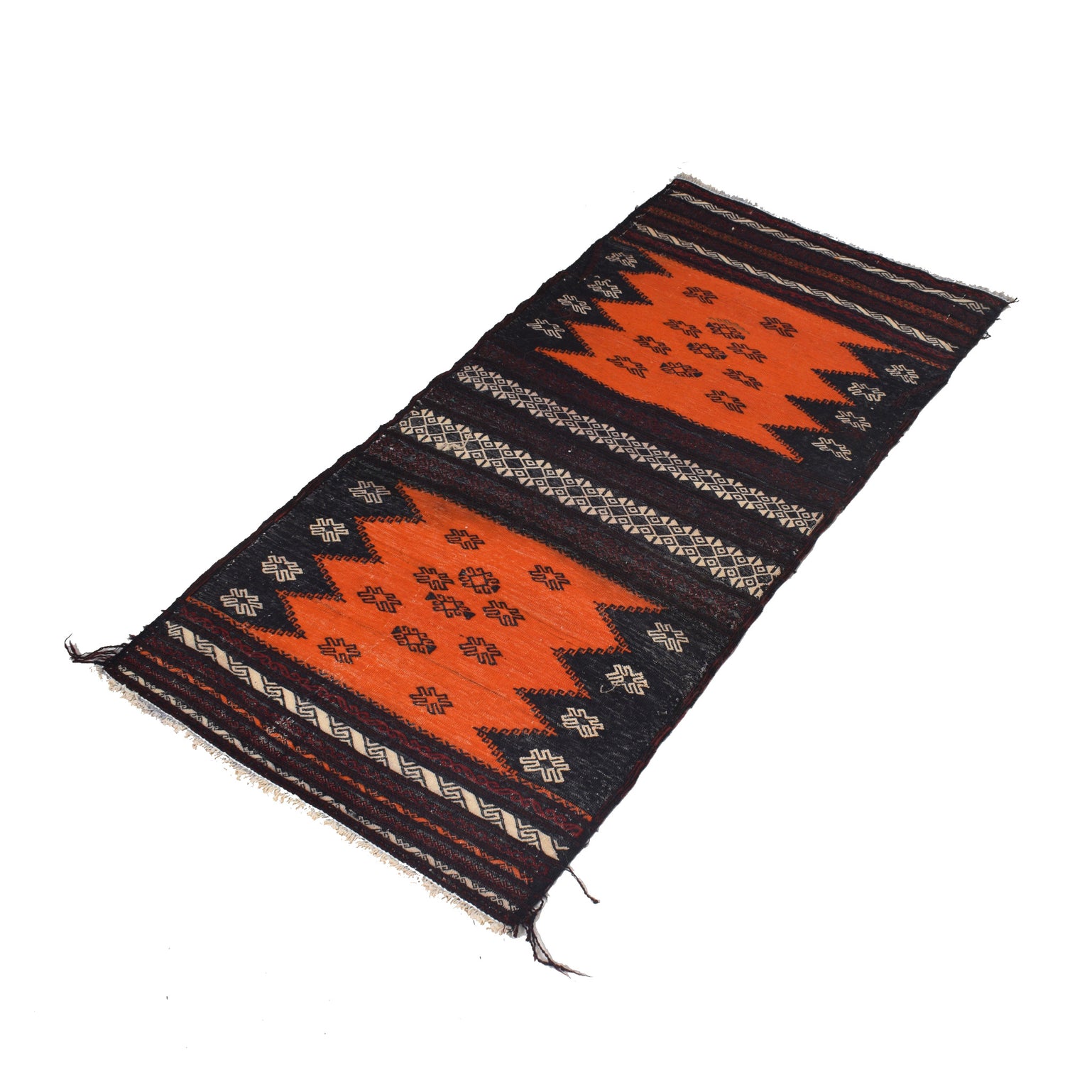 Table Sheet Area Rug Runner Handmade Orange Curvilinear 4'