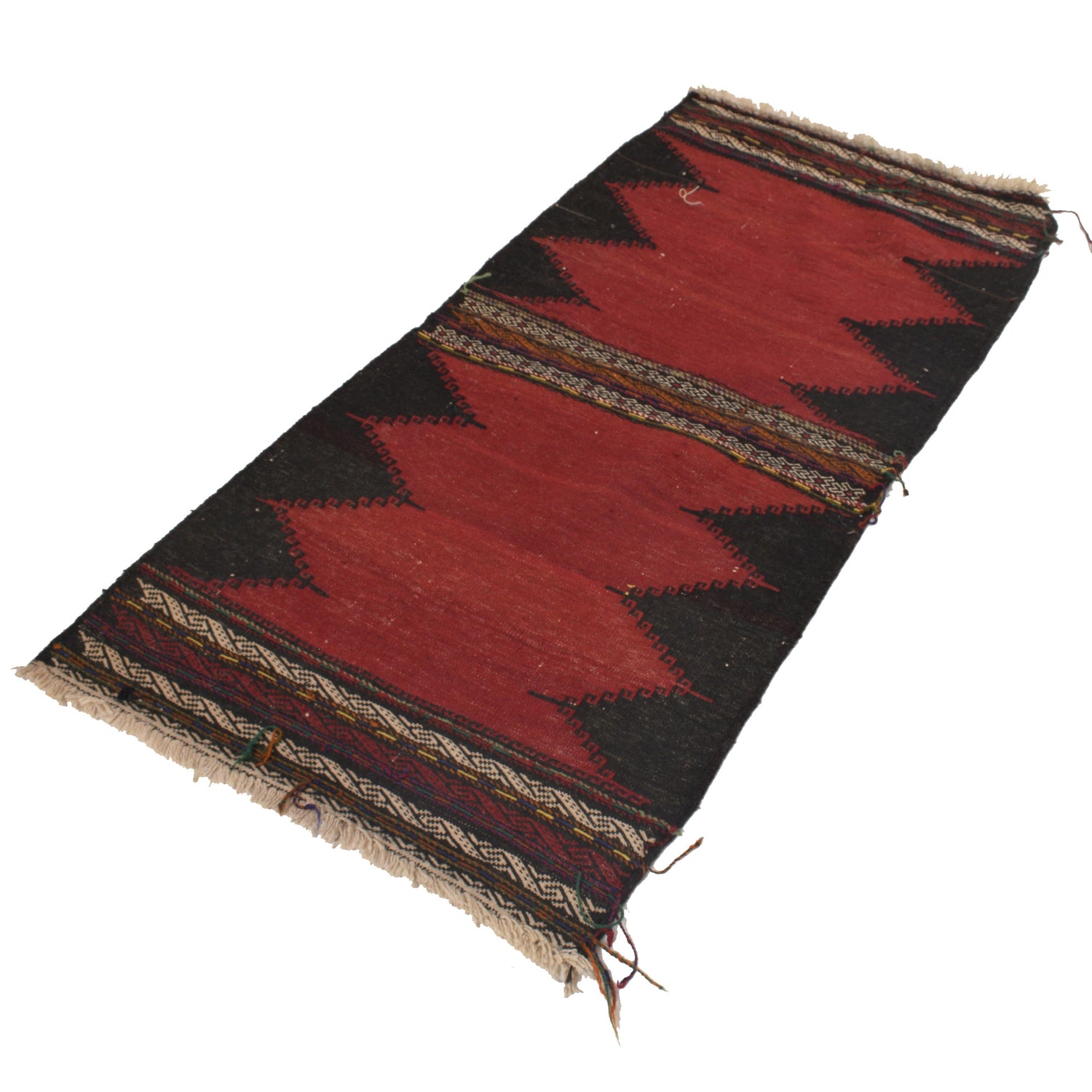 Table Sheet Runner Rug Handmade Red Curvilinear 5' Runner
