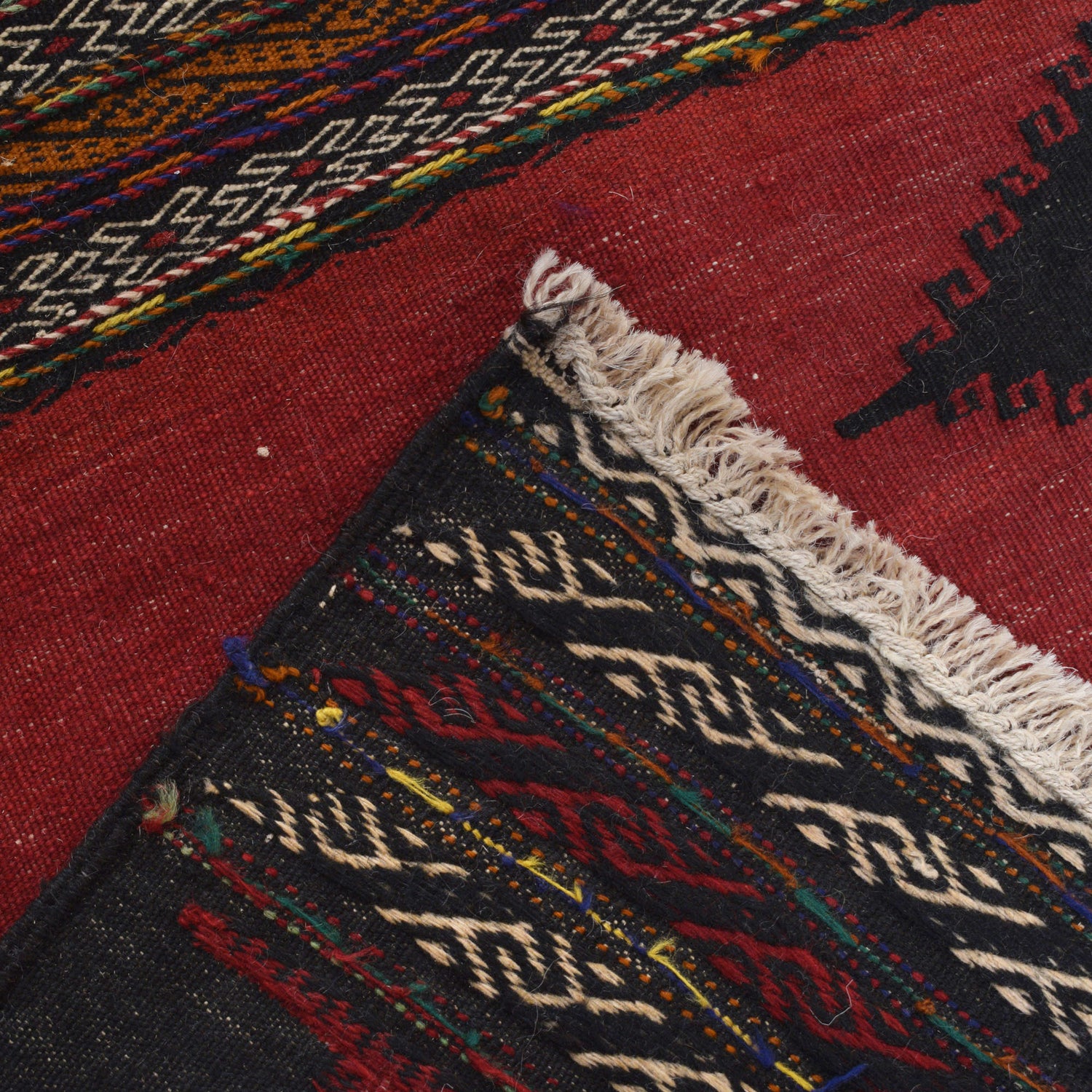 Table Sheet Runner Rug Handmade Red Curvilinear 5' Runner