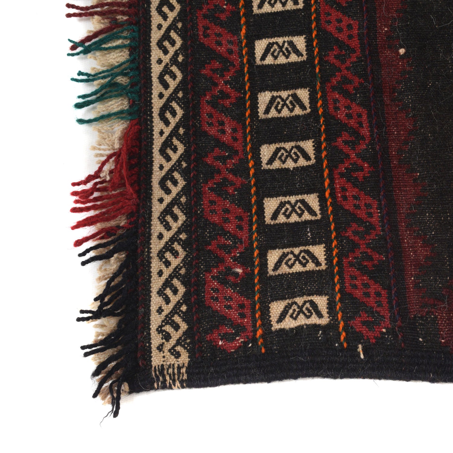 Table Sheet Runner Rug Handmade Black Curvilinear 4' Runner