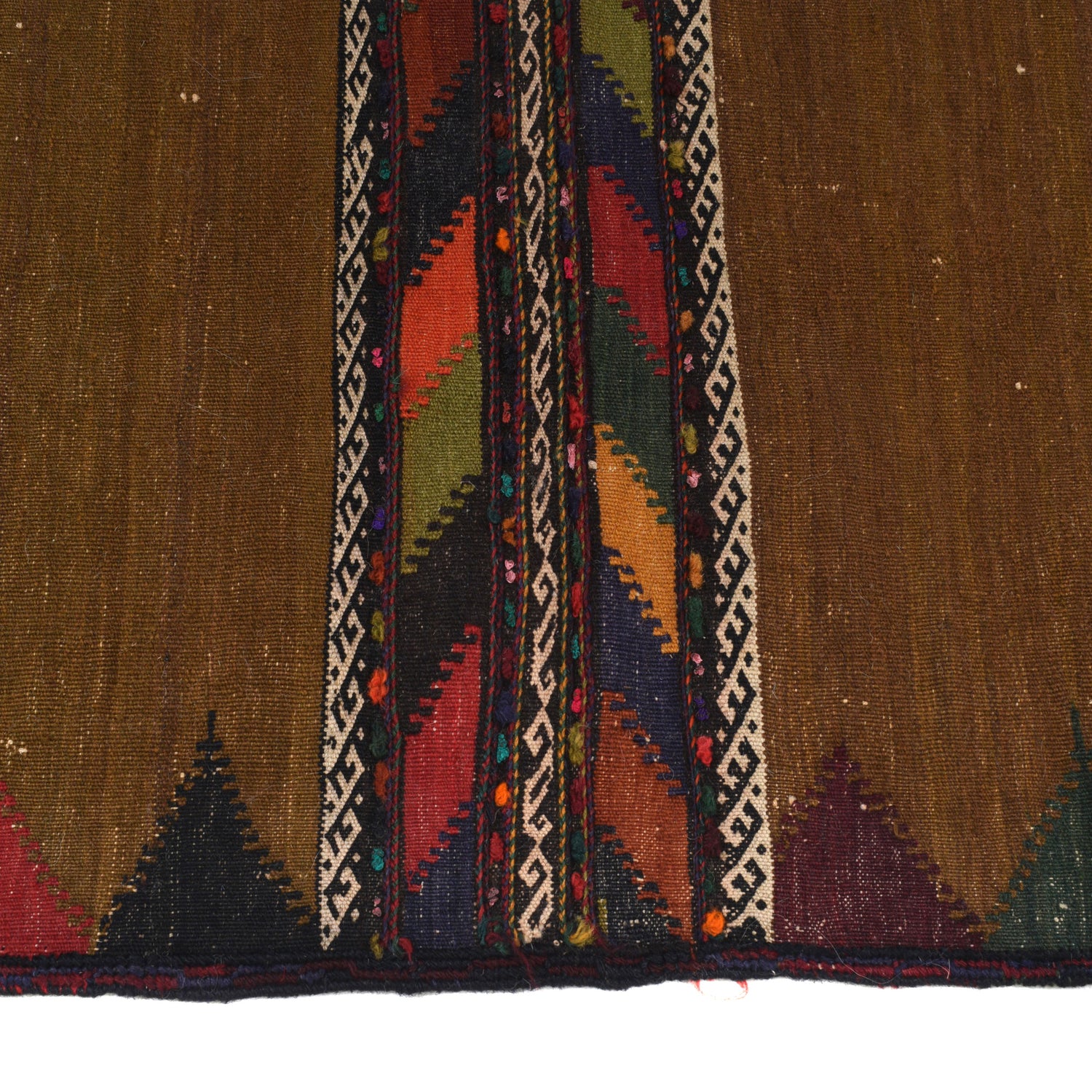 Table Sheet Runner Rug Handmade Brown Curvilinear 5' Runner