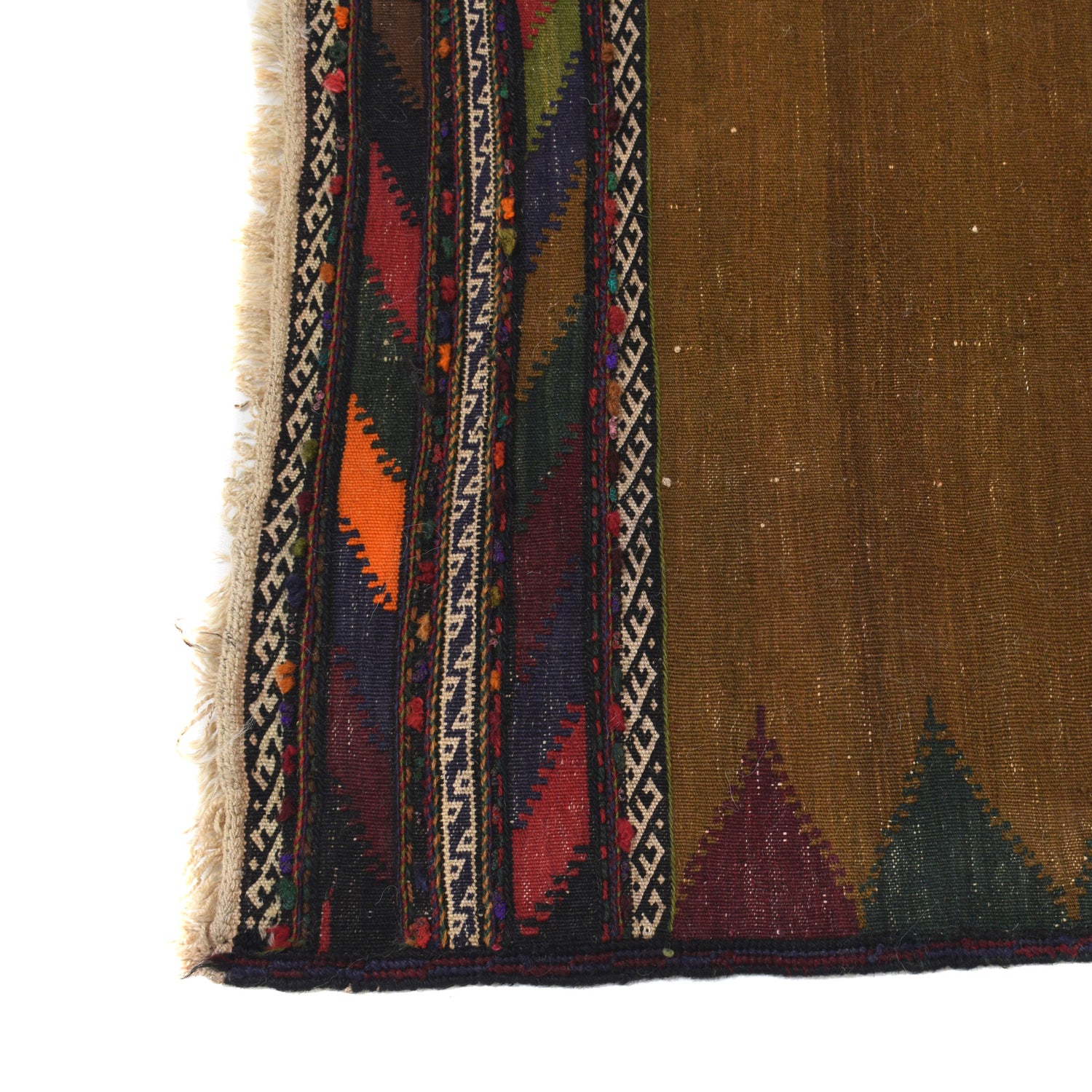 Table Sheet Runner Rug Handmade Brown Curvilinear 5' Runner