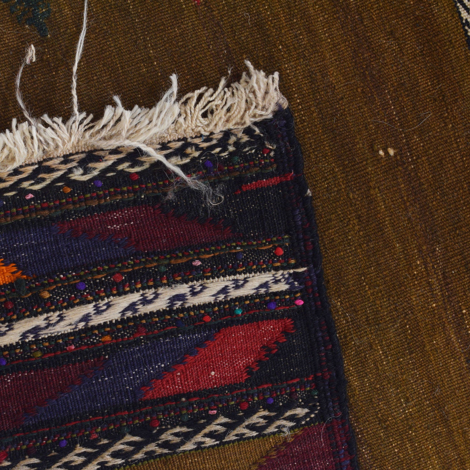 Table Sheet Runner Rug Handmade Brown Curvilinear 5' Runner