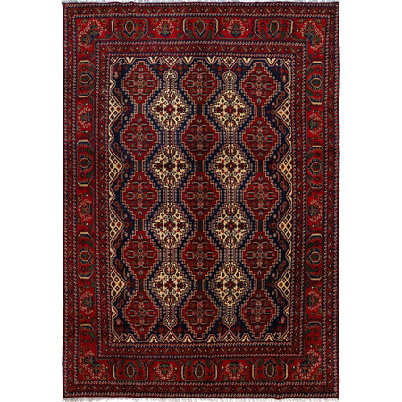 Oriental Area Rug Handmade Multi Geometric 7x10 ft